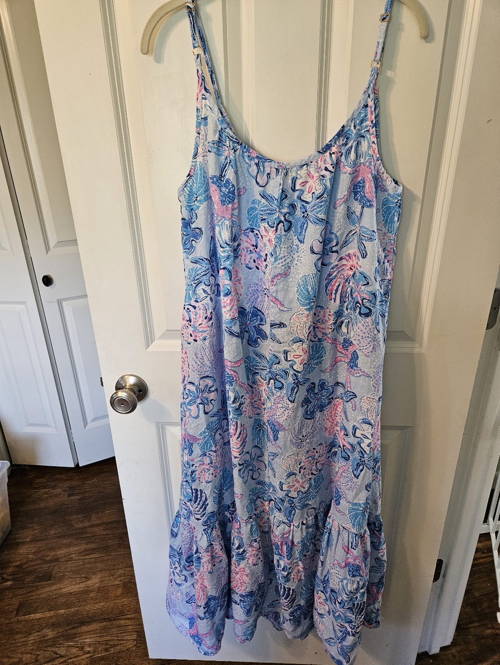 Lilly Pulitzer Amerie Linen Blue Pink Maxi - Picture 3 of 5